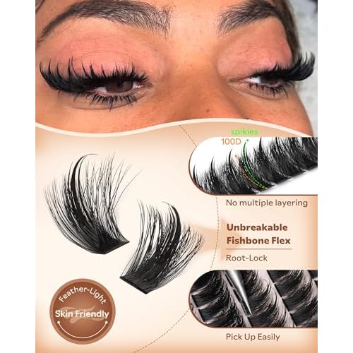 Goddvenus Manga Lash Clusters With Spikes Wispy Cluster Eyelash Extensions Fluffy Anime Eyelashes Clusters Reusable Faux Mink Fairy Individual Lash Extension (D Curve 12-18mm 204 pieces)