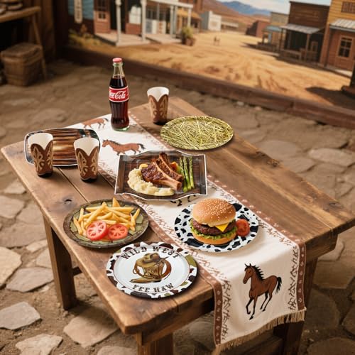 60 Pcs Western Cowboy Party Plates - Wild West Theme Disposable Dinnerware