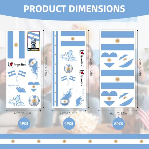 Argentina Flag Temporary Face Tattoos - 16 Sheets for 2026 Events