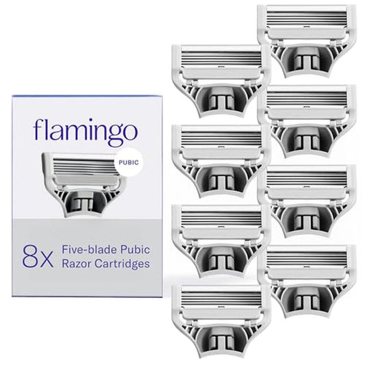 Flamingo Pubic Women's Pubic Razor Refill Cartridges, 8 Women's Razors for Shaving Bikini Line