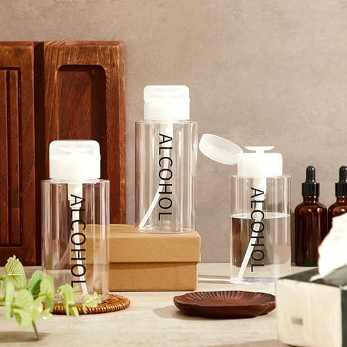 Layhit 6.7 oz Alcohol Pump Dispenser Bottle - Refillable Clear Container