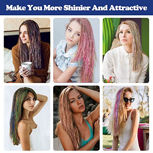 48-Inch Hair Tinsel Kit - 16 Colors Sparkling Extensions by ELASO