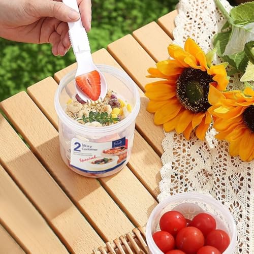 Double Layer Cereal and Milk Container - 36 oz Portable Storage
