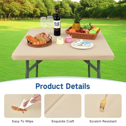Fitted Square Table Cover 34x34 in - Windproof, Washable Polyester