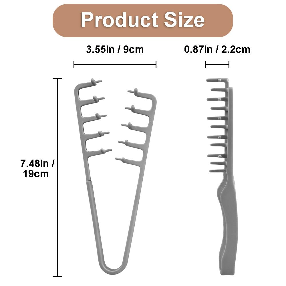 Texture Comb Set - Wide & Fine-Tooth Volumizing Hair Styling Tool | Anti-Frizz Brush for All Hair Types (Black & Gray)