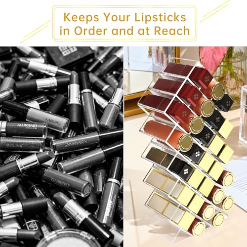 Nimiah 28-Slot Lipstick Organizer - Clear Stackable Holder for Makeup