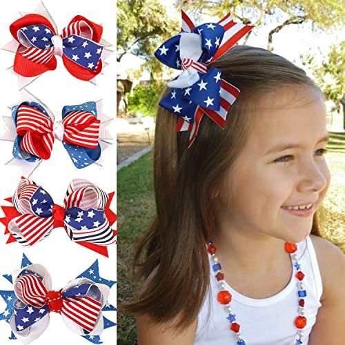 J.H LIVING 2-Pack Patriotic American Flag Hair Clips - July 4th Hair Accessories (Variation A)