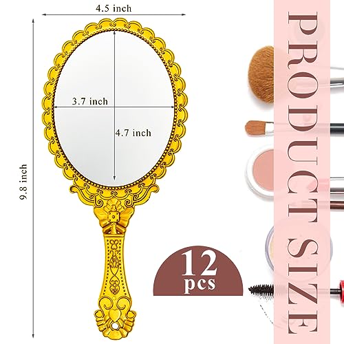 Qunclay 12 Pcs Gold Vintage Hand Mirror Set - Portable & Elegant