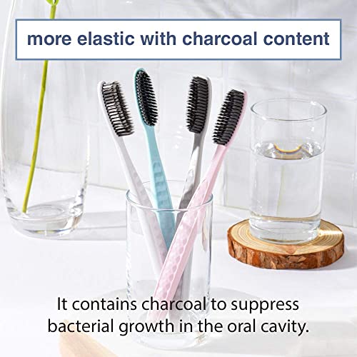 Samjung Wangta Charcoal Soft Manual Toothbrush 10-Pack for Sensitive Gums