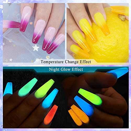 MIZHSE A-Glow in The Dark Temperature Color Changing Nail Polish Set 8x7ml