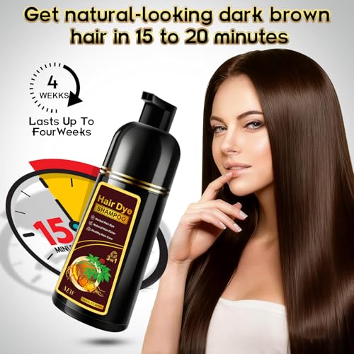 Dark Brown Hair Dye Shampoo 3-in-1 for Gray Coverage - ZIXSIRP