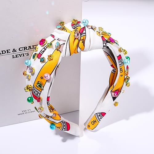 Boderier Crystal Beaded Teacher Headbands for Women - Bejeweled Hair Accessories