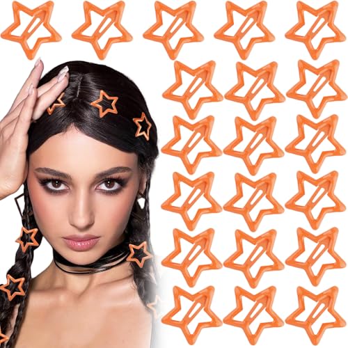 20-Piece Orange Star Hair Clips for Women - Non-Slip Barrettes