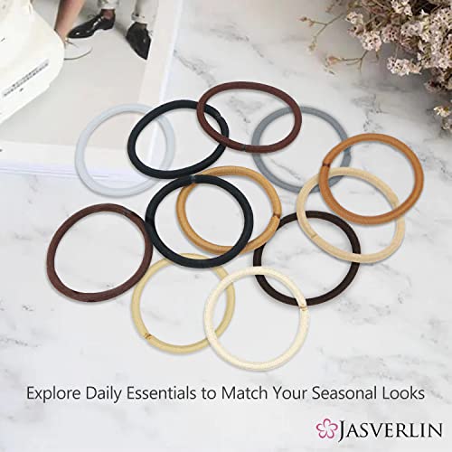 JASVERLIN Gray No Metal Hair Elastics - Strong & Durable 50 Pack