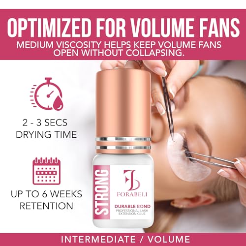 Forabeli Eyelash Extension Glue - 5ml Volume Lash Adhesive, 2-3 Sec Drying, 6 Weeks Retention