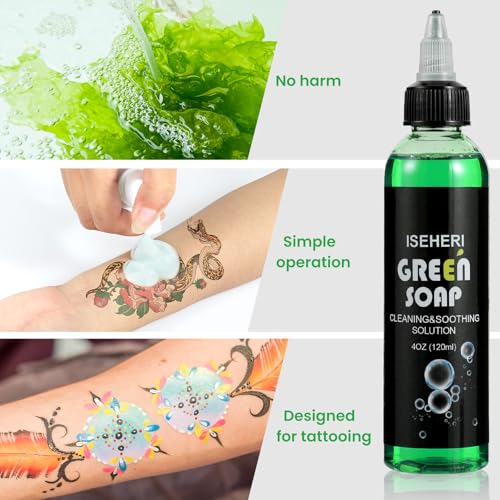 Iseheri Professional Tattoo Ink & Green Soap Bundle - 4oz Artist Set