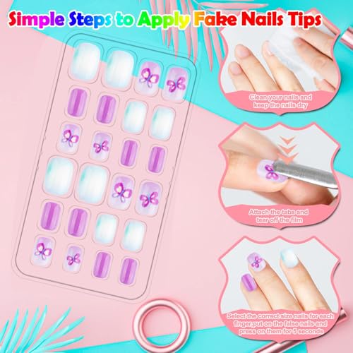 Chic Fake Nails for Kids - 240 Pieces Press-On Nail Tips Set