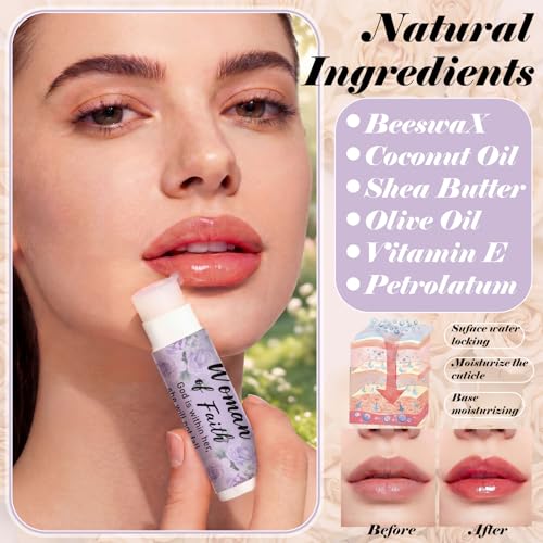 48 Pcs Woman of Faith Lip Balm Bulk Christian Gift Set - Inspirational Christian Lip Care