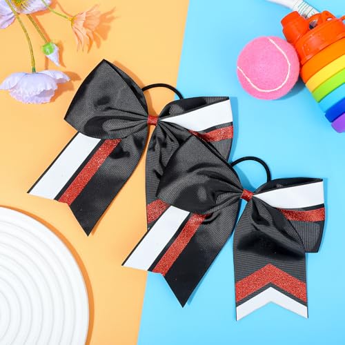 8PCS Glitter Cheer Bows for Girls & Teens - Bulk Hair Accessories for Cheerleading & Sports