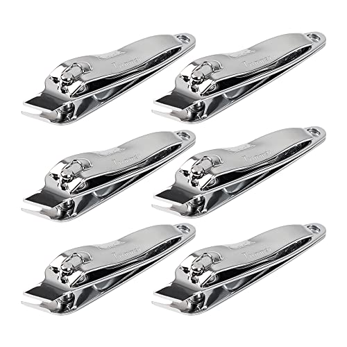 uxcell 6-Piece Slanted Edge Nail Clippers Set – Metal Fingernail & Toenail Cutters
