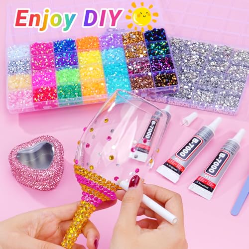 56,000 Pcs Resin Flatback Rhinestone Bedazzling Kit with B7000 Glue