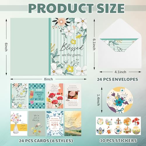 24-Pack Religious Thank You Cards with Envelopes & Stickers