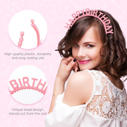 Cinaci 10 Pieces Sparkly Bead Plasitc Happy Birthday Headbands Crowns