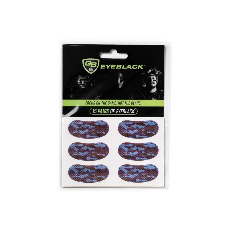Breathable Eye Strips - Peel & Stick Athletic Eyeblack Stickers for Baseball, Football, Softball, Lacrosse | Black - 15 Pairs