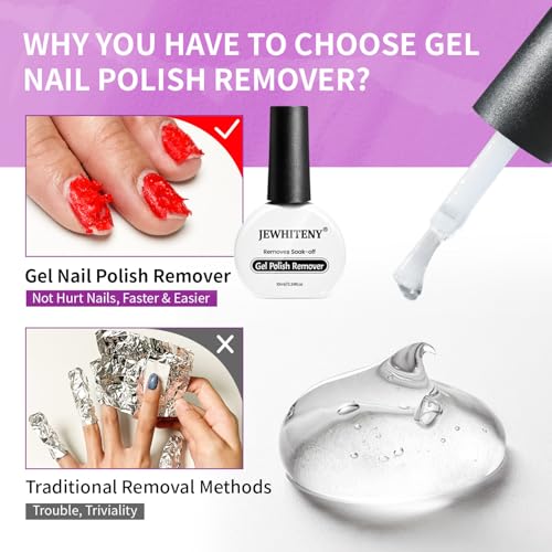 JEWHITENY Gel Nail Polish Remover - Fast & Easy 2x10ml Bottles for Home & Salon