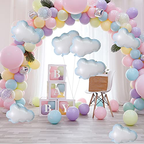12 White Cloud Foil Balloons for Baby Shower & Birthday Parties