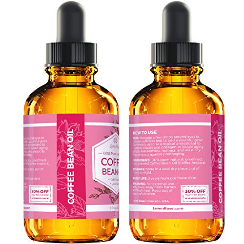 Leven Rose 100% Pure Cold Pressed Coffee Bean Oil for Face, Skin and Hair