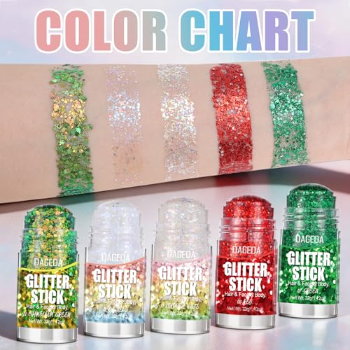Red Face & Body Glitter Stick - Sparkling Hair & Makeup Glitter 32G