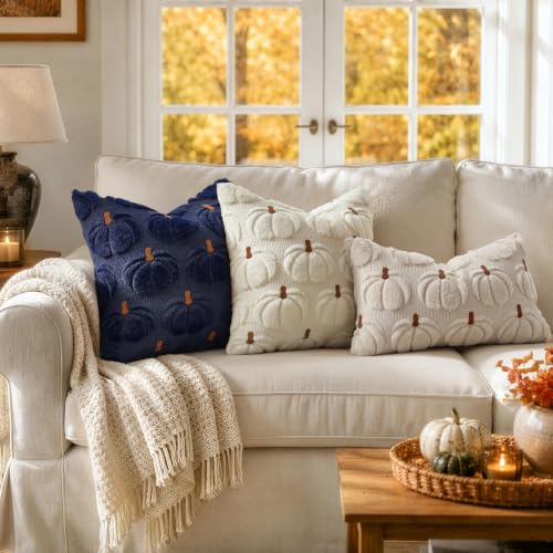 MIULEE Fall Pumpkin Pillow Covers Set of 2 - Cozy Autumn Decor 18x18