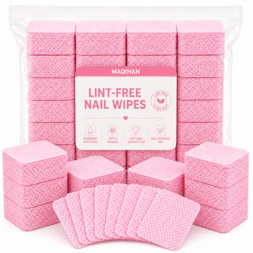 1200 Pack Pink Lint-Free Nail Wipes - Acetone Remover Pads for Gel Nails & Extensions