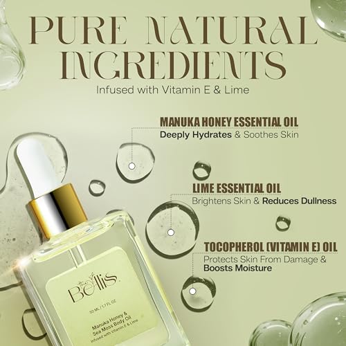 Hydrating Body Oil with Manuka Honey & Sea Moss - Nourishing Shower Oil, 1.7 fl oz