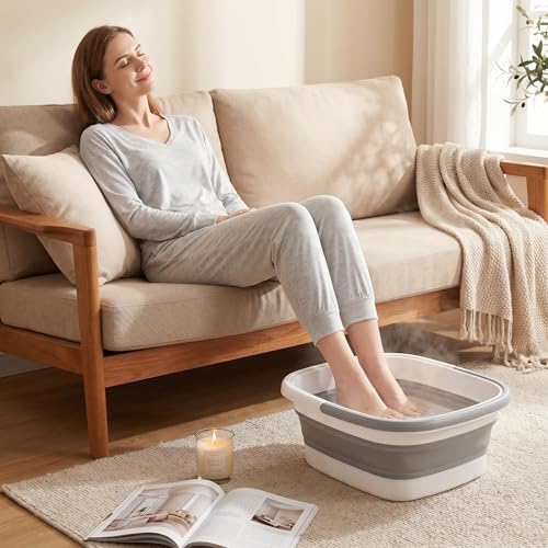 Leemeimei 15L Gray Collapsible Foot Soak Tub with Massage Points & Handle