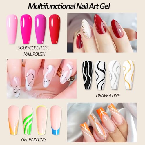 12-Color Nail Liner Gel Polish Kit with Integrated Precision Brush