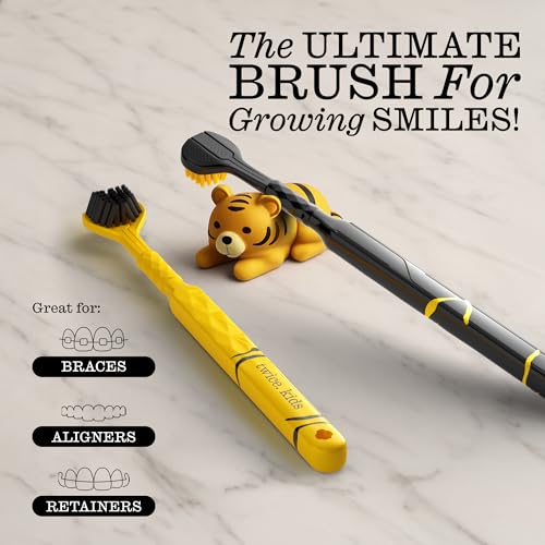 TWICE Triple-Head Kids Toothbrush Set for Ages 3+ - 2 Pack, Soft Bristles, Suitable for Braces & Sensitive Gums