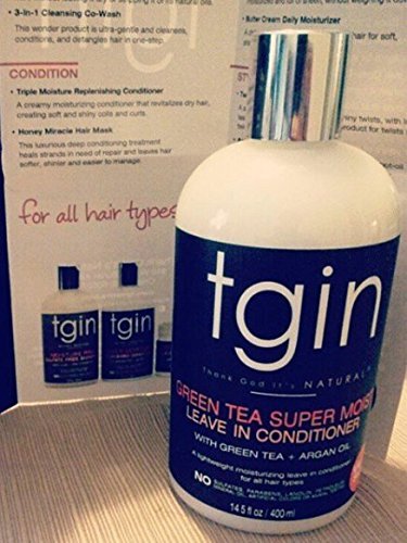 tgin Green Tea Super Moist Leave-In Conditioner for Curly Hair, 13 oz