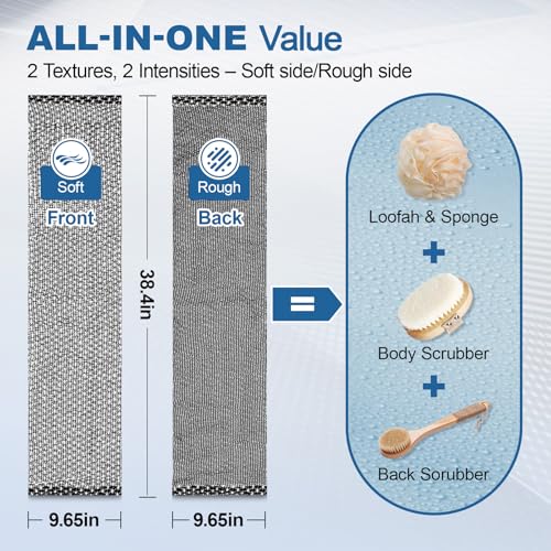 5-Pack Exfoliating Back Scrubber Towels - Dual-Sided Washcloths