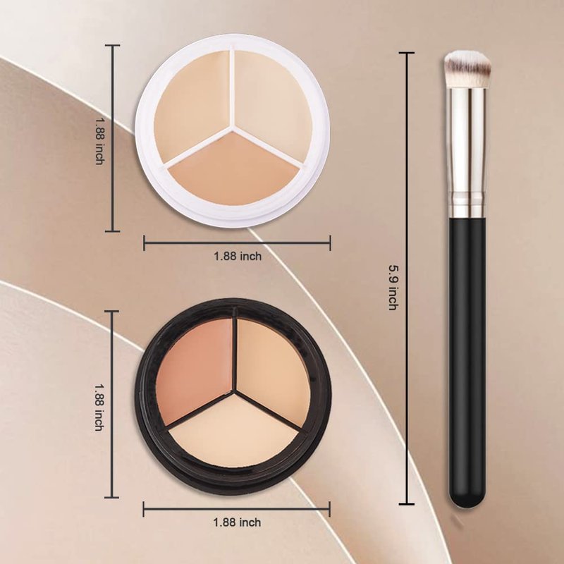 Tri-Color Face Concealer Contour Palette - Cream Foundation for Dark Circles | 2 Pcs Set for Light Medium Skin