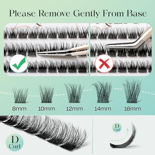 VYRILA 0.05mm Ultra-Fine Silk PBT Lash Clusters D Curl 8-16mm Mix - Lushy D