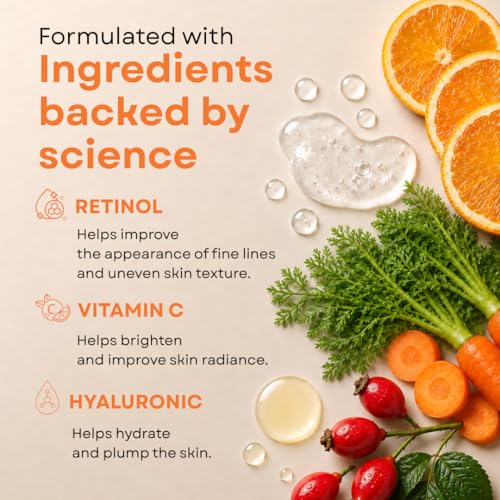 GLEOW Skincare Set with Retinol, Vitamin C & Hyaluronic Acid Serum - Combo Pack 1oz