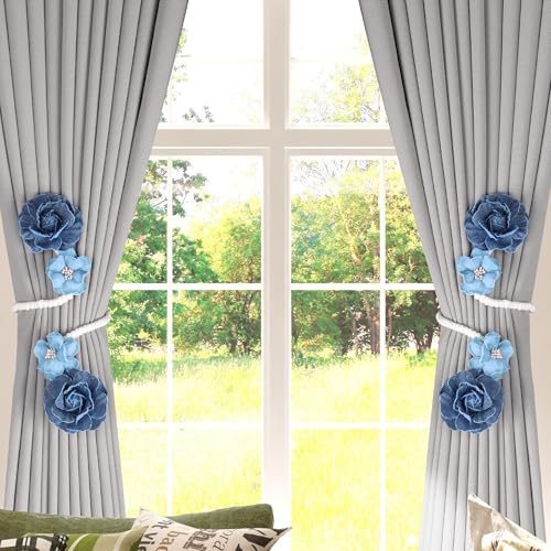 Meplait Boho Curtain Tiebacks - Set of 2 No-Drill Holdbacks for Drapes