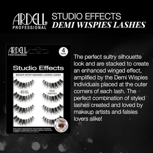 Ardell Demi Wispies False Eyelashes - 4 Pairs of Winged, Wispy Lashes