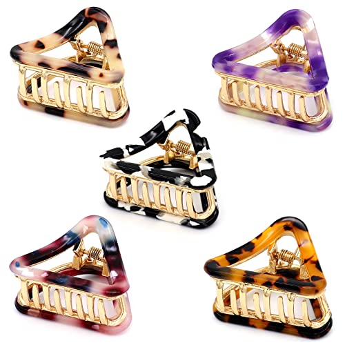 Cobahom 5-Pack Small Hollow Triangle Claw Clips - Non-Slip Hair Jaw Clips