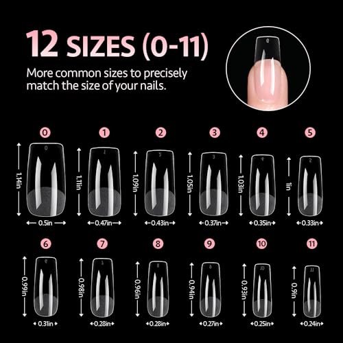GAOY Medium Stiletto Soft Gel Nail Tips - 240Pcs, 12 Sizes