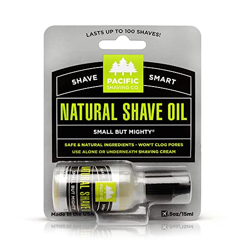 Pacific Shaving Company Natural Shaving Oil 0.5 Fl Oz - Reduces Nicks & Razor Burn, Moisturizes Skin
