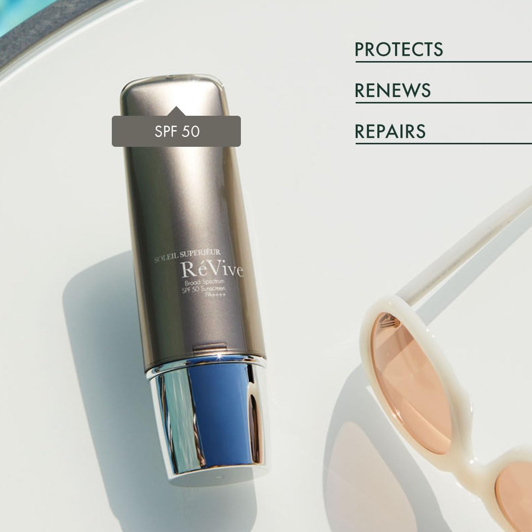 RéVive Soleil Superiéur Face Sunscreen - Broad Spectrum SPF 50 Sunscreen - Ultra-Transparent & Anti Aging Sun Care to Help Improve Skin Barrier Repair & Protect Against UVA/UVB Rays (1.7 oz)