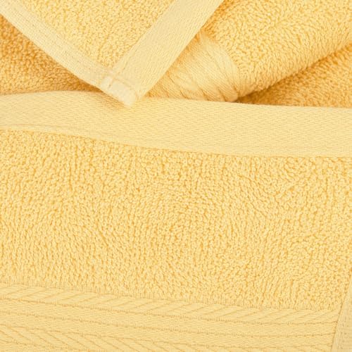 Ample Decor Yellow Washcloth Set of 5 - 100% Cotton, 600 GSM